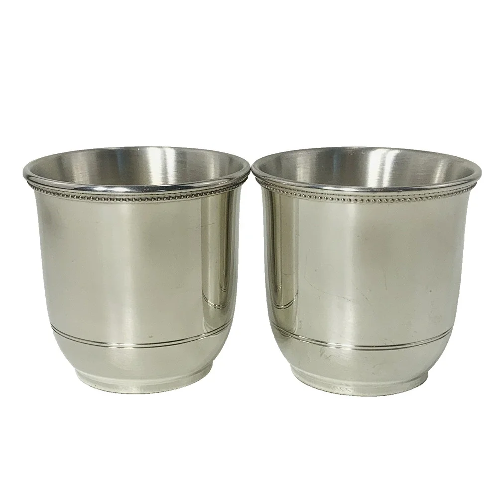 Salisbury Images of America 8 oz Pewter Cup Set of 2 Lincoln Memorial Beaded GUC